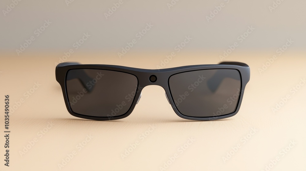 Stylish black sunglasses on a neutral background, perfect for summer fashion and outdoor activities. Stylish black sunglasses on a neutral background, perfect for summer fashion and outdoor activities.