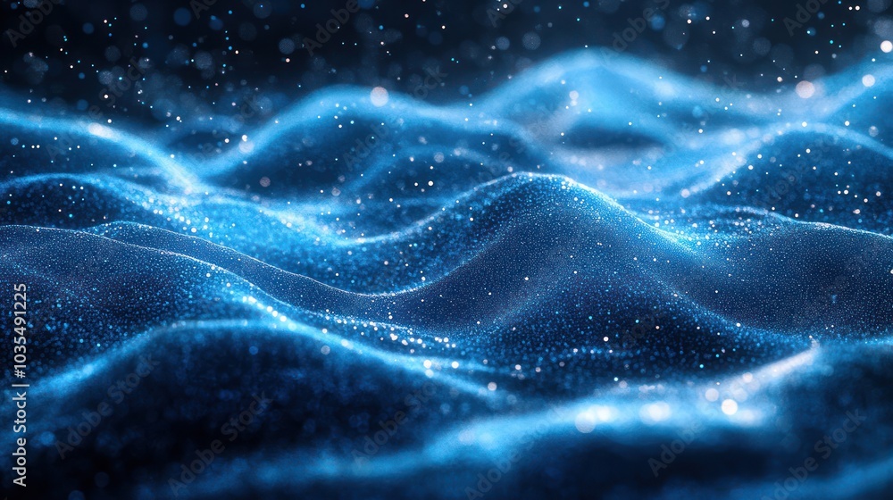 Abstract blue digital wave with glowing particles. Abstract blue digital wave with glowing particles.