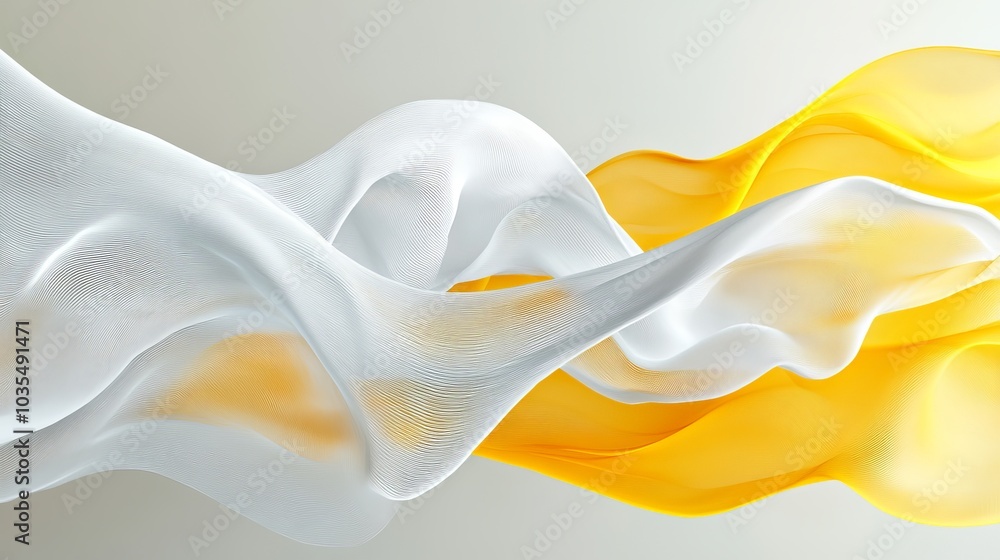 Crisp white soundwave pattern on light gray surface, vibrant yellow backdrop, energetic flow, clean and abstract digital art concept Crisp white soundwave pattern on light gray surface, vibrant yellow backdrop, energetic flow, clean and abstract digital art concept
