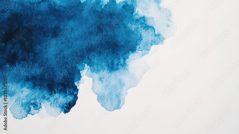 Abstract watercolor texture in deep blue hues on a white background. Abstract watercolor texture in deep blue hues on a white background.