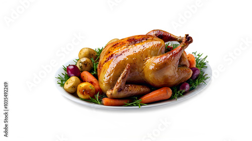 A beautifully roasted turkey golden brown chicken, created by Generative AI Technology photo