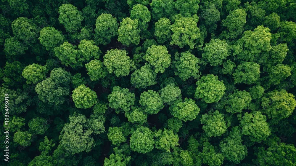 A sweeping aerial perspective captures a vast reforestation initiative. The rich green canopy displays the thriving trees and biodiversity developing over time. Generative AI A sweeping aerial perspective captures a vast reforestation initiative. The rich green canopy displays the thriving trees and biodiversity developing over time. Generative AI