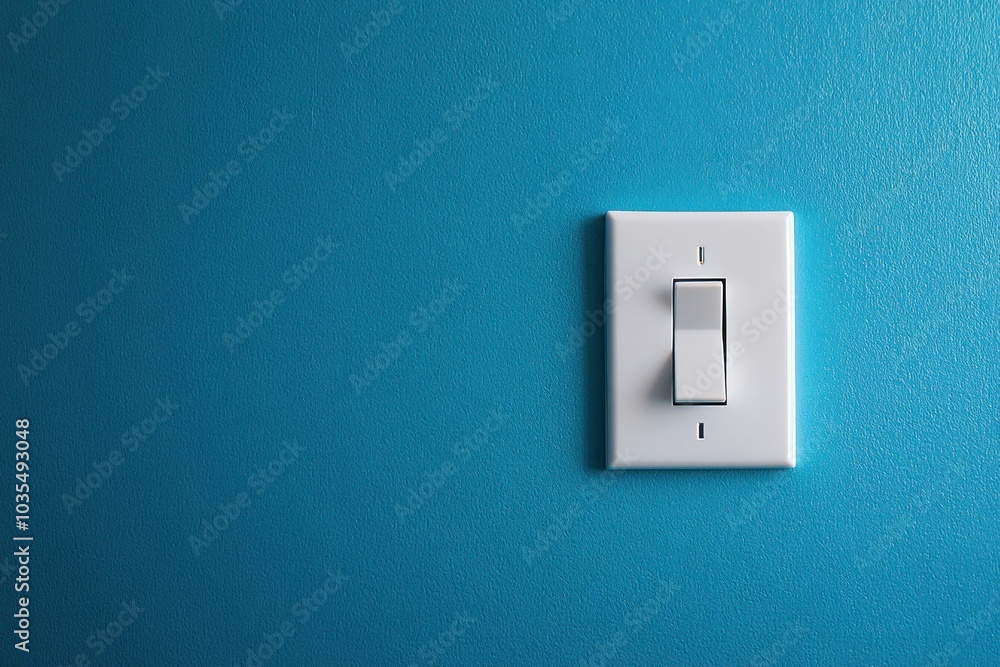 Contemporary Light Switch on Vibrant Blue Wall Contemporary Light Switch on Vibrant Blue Wall