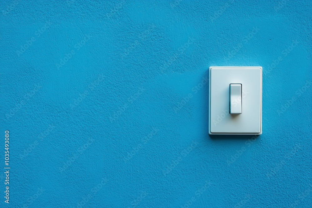 Vibrant Blue Wall with Light Switch Mounted Vibrant Blue Wall with Light Switch Mounted
