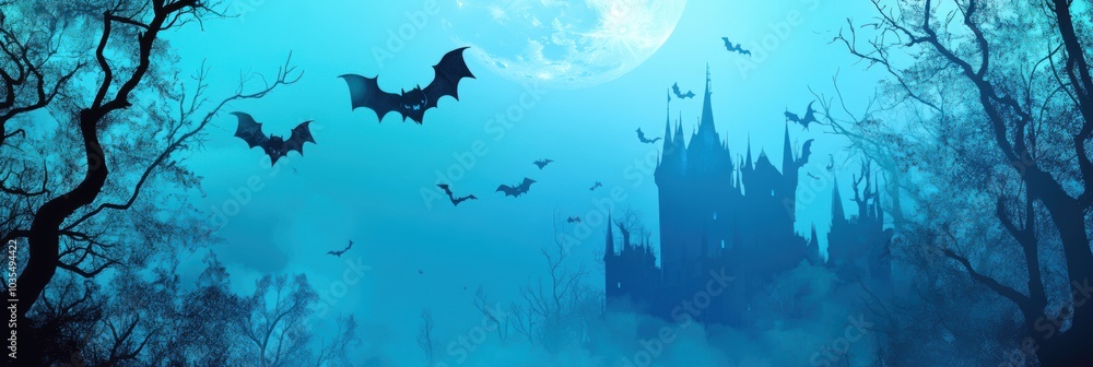 Fototapeta premium Haunted house. Halloween decoration element.