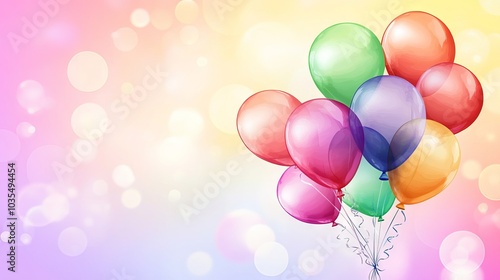 Colorful birthday background with balloons and space for text - ideal for celebrations, party invitations, and festive event designs - illustration photo