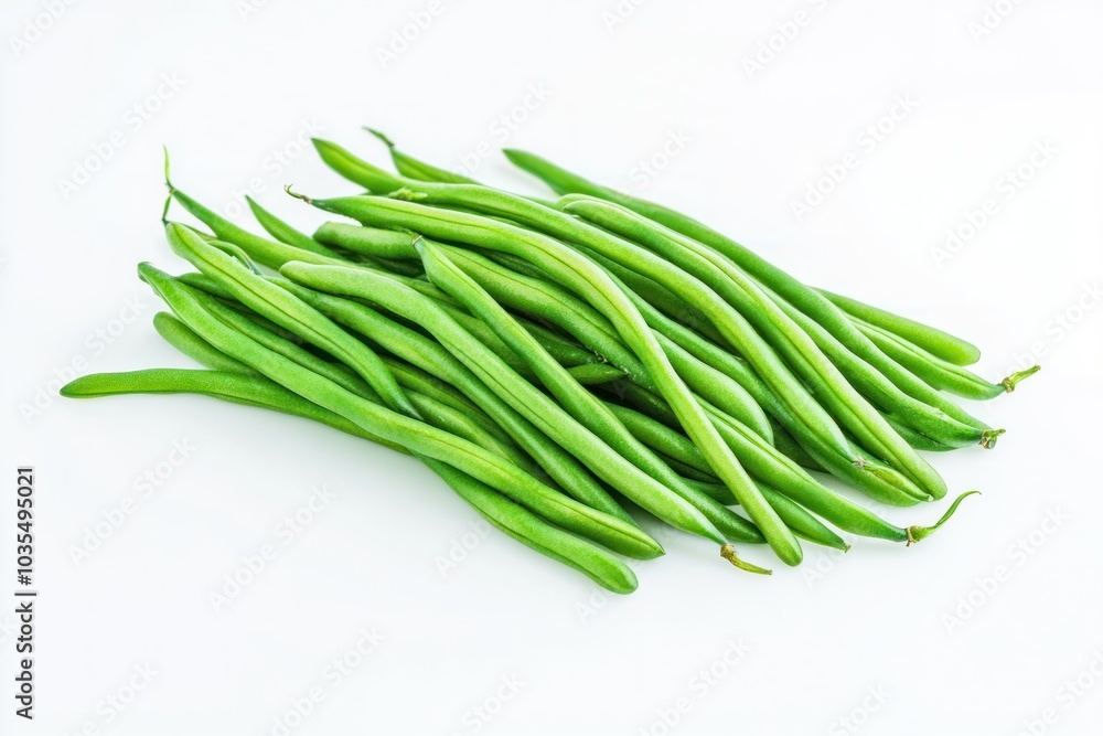 Fresh Green Beans on a Clean White Surface Fresh Green Beans on a Clean White Surface