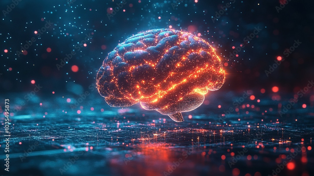 AI with digital brain, learning processing big data, analysis information AI with digital brain, learning processing big data, analysis information