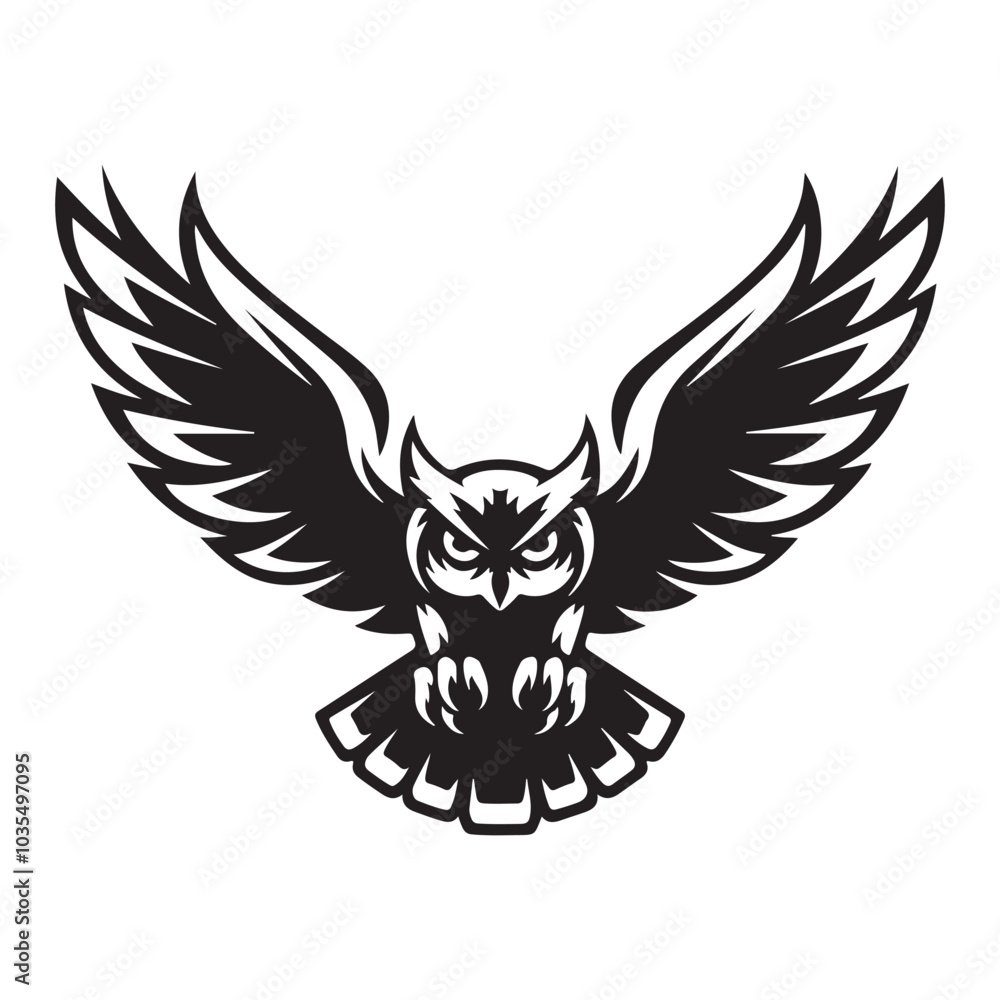 Obraz premium Flying owl luxury silhouette logo. owl logo, owl icon, owl vector, owl