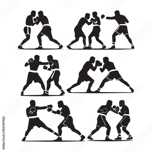 Athlete wrestler in wrestling, duel, fight. A pack of silhouettes Greco Roman, freestyle, classical wrestling.