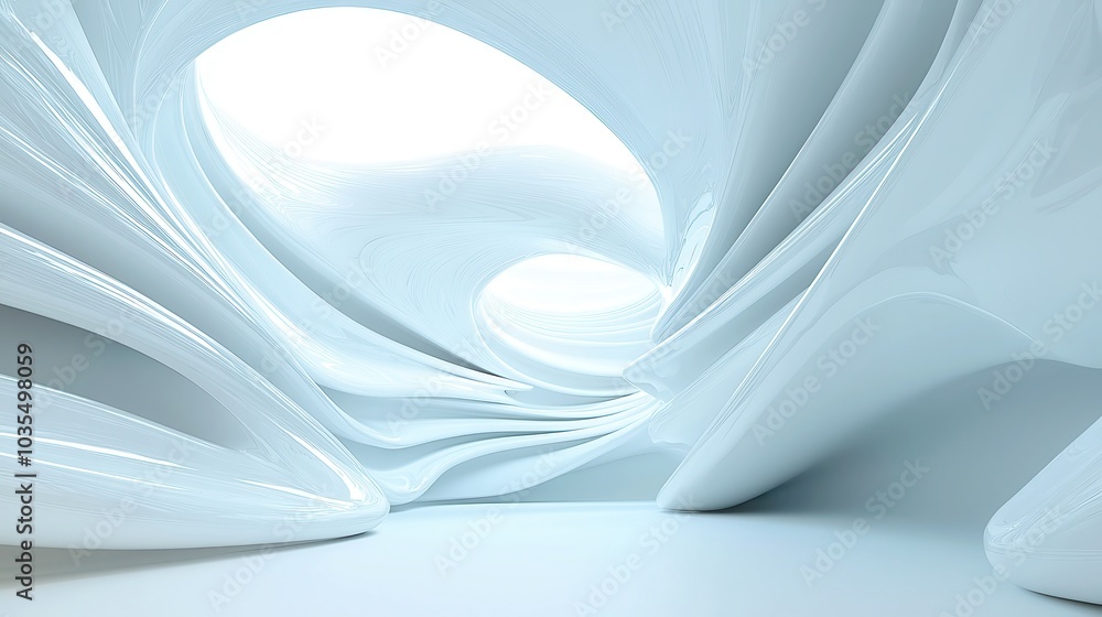 Futuristic White Abstract Design, featuring smooth curves and gradients, creating a sense of depth and modernity, ideal for tech themes and minimalistic aesthetics. Futuristic White Abstract Design, featuring smooth curves and gradients, creating a sense of depth and modernity, ideal for tech themes and minimalistic aesthetics.