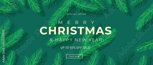 Merry Christmas and Happy New Year 2025 in Green Colors. Set Modern Design for Advertising, Web, Social Media, Posters, Banners, Covers. 3D Background Xmas Design in Vector Illustration.