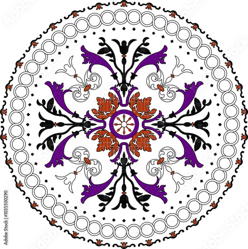 Vector sketch illustration silhouette design frame baground mandala rosette floral classic vintage ethnic 