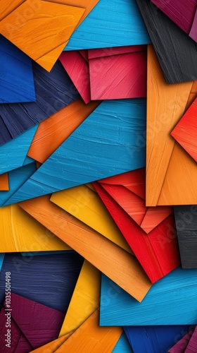 A Close-up Shot of a Digital diversity collage, geometric shapes, vibrant colors photo