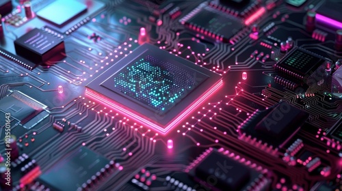 100 Conceptual 3D quantum computer nano processor technology illustration