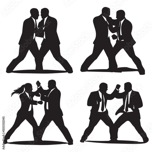 Business couple with boxing gloves