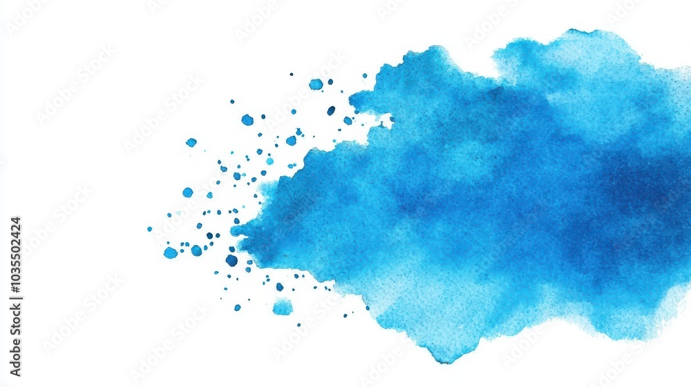 Obraz premium Blue watercolor splash on white isolated background.