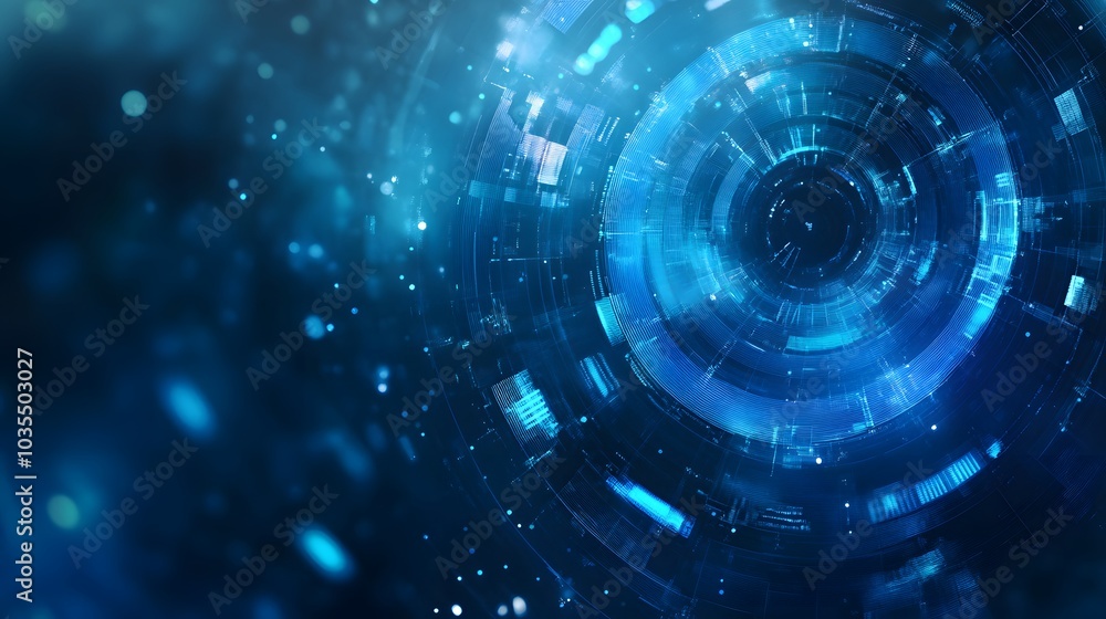 Fototapeta premium Blue technology background and abstract digital tech circle.copy space. 