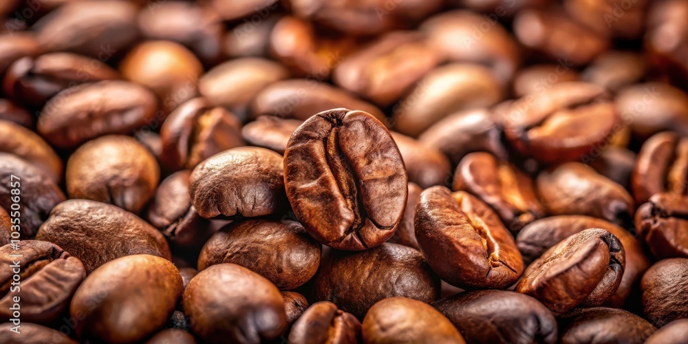 A Close-Up View of Roasted Coffee Beans, Each Bean a Rich Brown Hue with a Slightly Shiny Surface, Creating a Textural and Aromatic Experience A Close-Up View of Roasted Coffee Beans, Each Bean a Rich Brown Hue with a Slightly Shiny Surface, Creating a Textural and Aromatic Experience