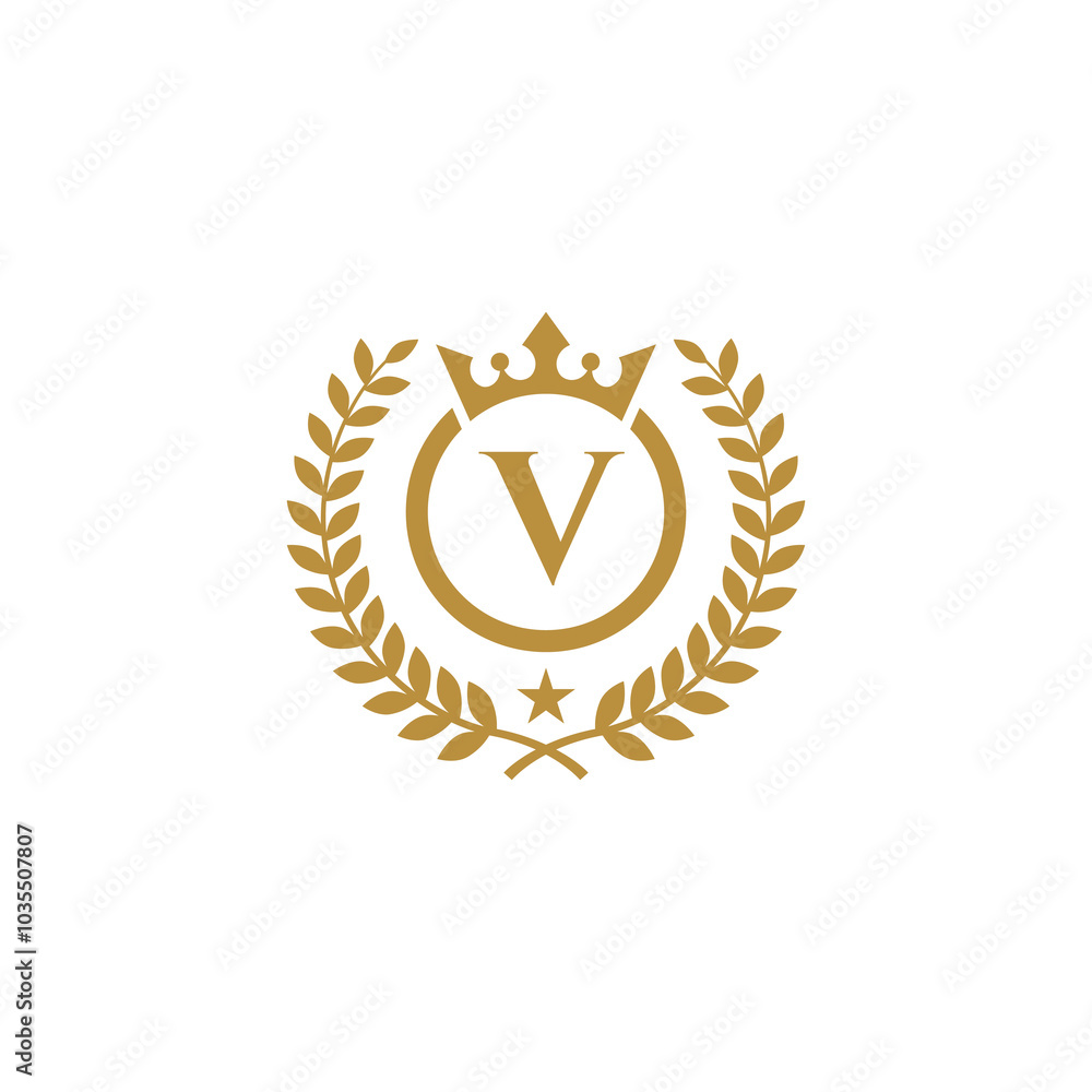 Naklejka premium Letter V Crest Logo design vector template