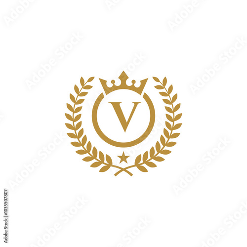 Letter V Crest Logo design vector template