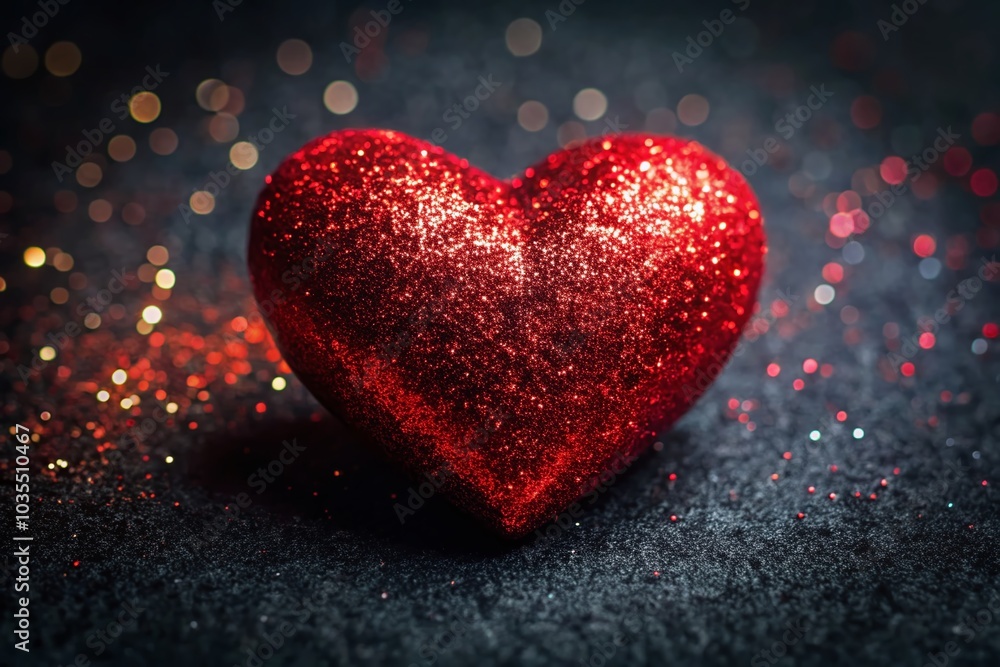 Fototapeta premium Red Glittering Heart Silhouette for Valentine's Day Celebration