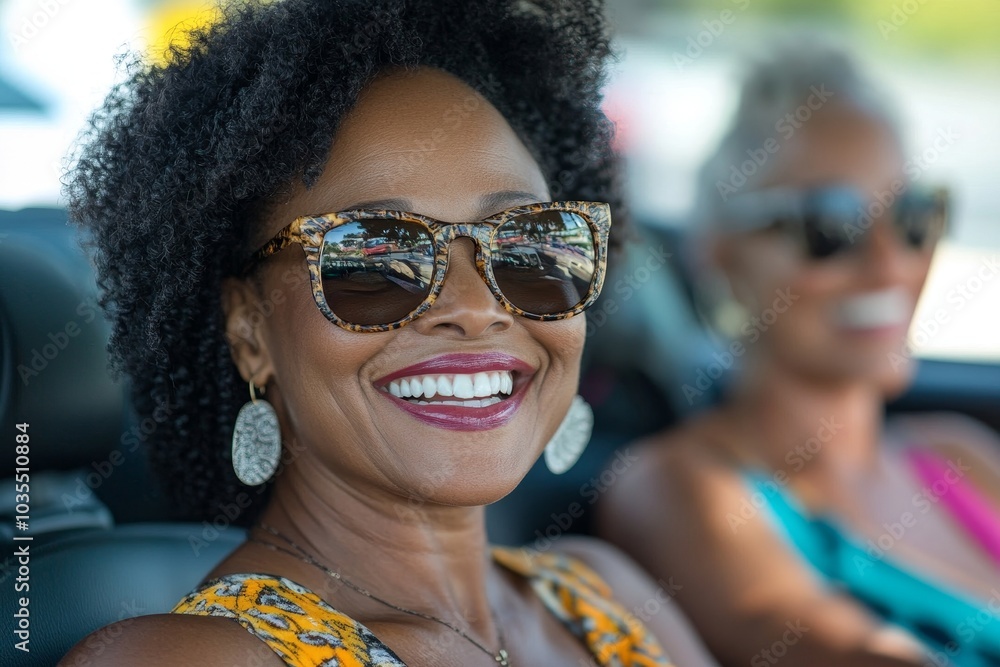 Women enjoying themselves on a road trip, Generative AI Women enjoying themselves on a road trip, Generative AI