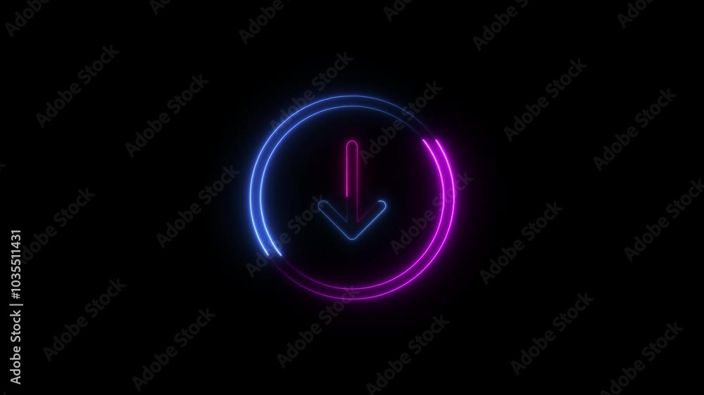 Glowing neon Direction arrow . Neon Arrow in black background Glowing neon Direction arrow . Neon Arrow in black background