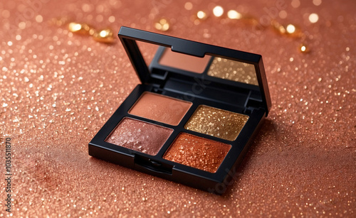 An elegant compact eyeshadow palette featuring four coordinated shades ideal for quick and chic makeup looks.
