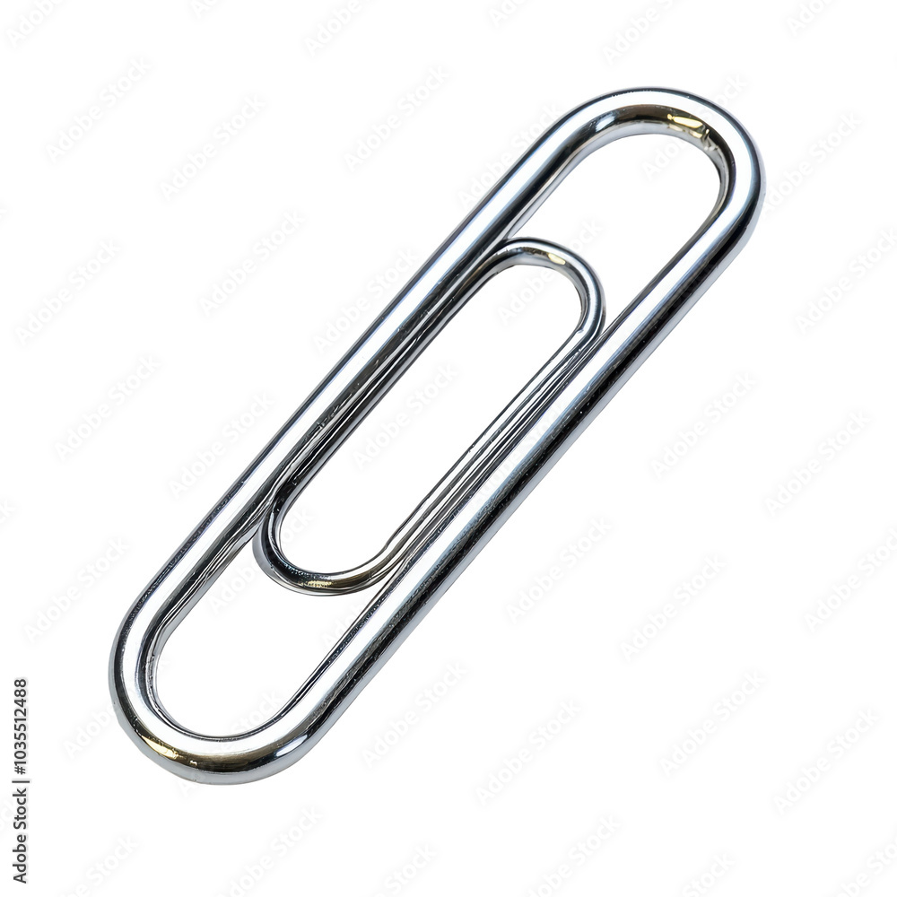 Silver paperclip on a white isolated background. Silver paperclip on a white isolated background.