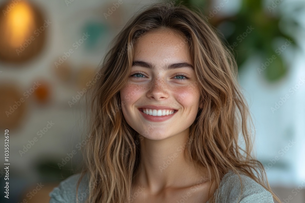 Smiling woman looking at the camera in a studio, Generative AI Smiling woman looking at the camera in a studio, Generative AI