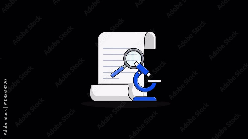 Animated Paper with Microscope and Magnifying. Scientific Research Concept Video - Transparent Animated Paper with Microscope and Magnifying. Scientific Research Concept Video - Transparent