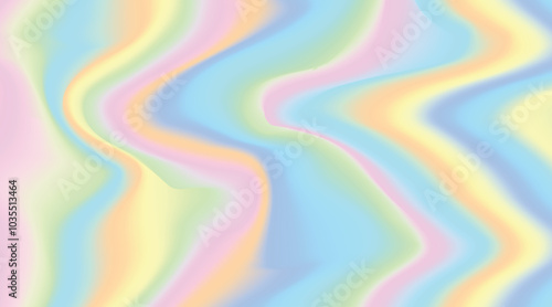 Abstract pastel rainbow background with fluid wavy curves flowing for dreamy and ethereal illustration 