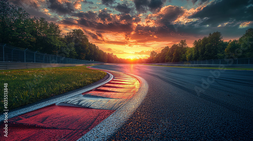 Race Track at Sunset: A Dramatic Curve photo