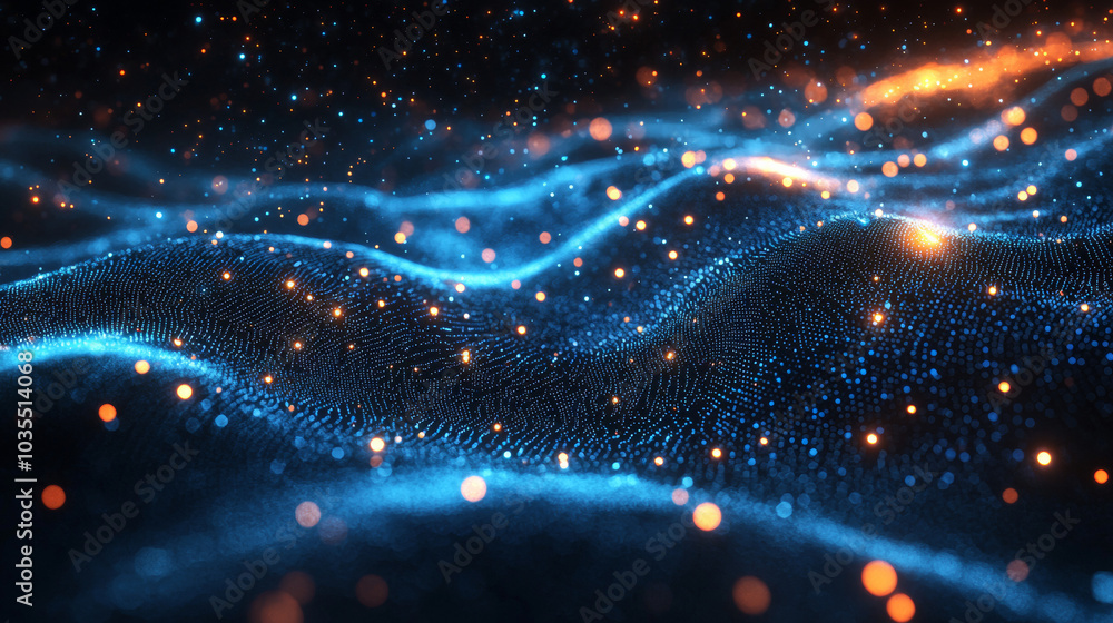 Abstract Glowing Particles in Blue and Orange