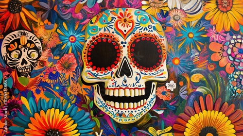 Colorful Day of the Dead Sugar Skull Celebration