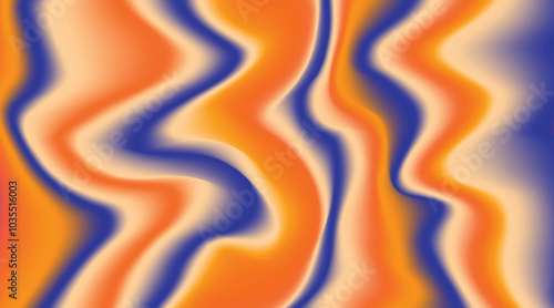 Abstract colorful background with wavy stripes flowing in orange and blue hues, creating a mesmerizing visual effect