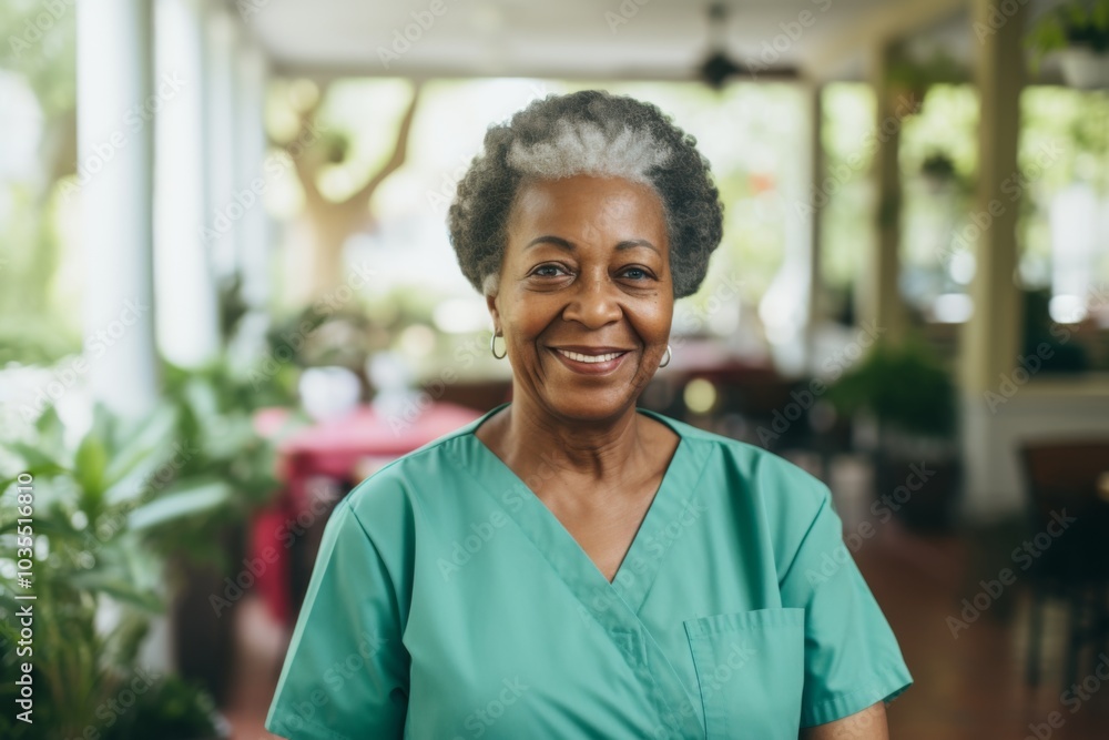 Portrait of a elderly African American woman in a nursing home Portrait of a elderly African American woman in a nursing home