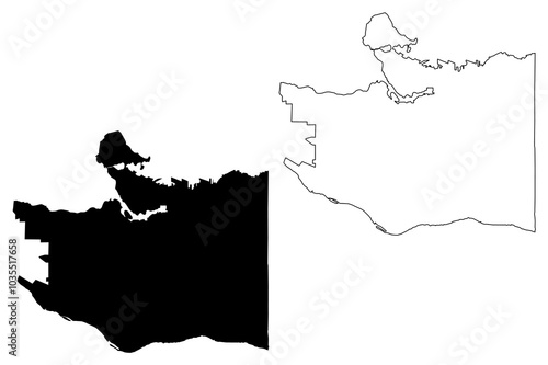 Vancouver City (Canada, British Columbia Province) map vector illustration, scribble sketch City of Vancouver map