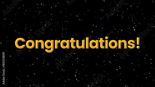 Congratulations greetings with confetti animation, animated congratulations text with confetti photo