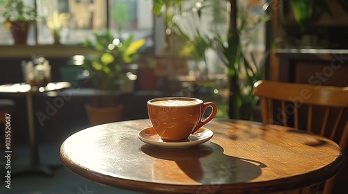 Brown Coffee Cup on Table at Cafe 