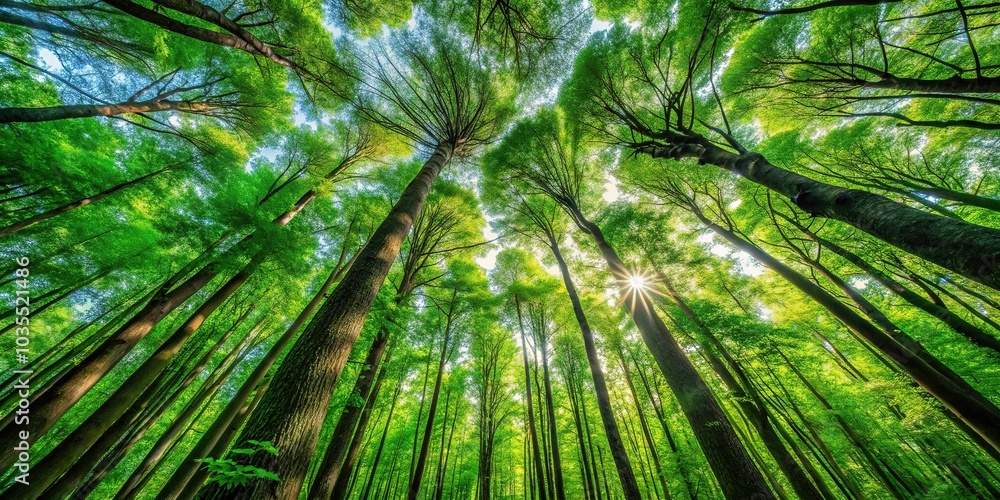 A lush forest with tall trees and vibrant green foliage stretching towards the sky, verdant, plants A lush forest with tall trees and vibrant green foliage stretching towards the sky, verdant, plants