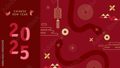 Chinese New Year 2025 for wallpaper, banner, card, poster. Year of the Snake.