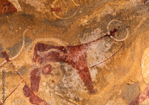 Cave paintings and petroglyphs depicting cows, Woqooyi Galbeed, Laas Geel, Somaliland photo