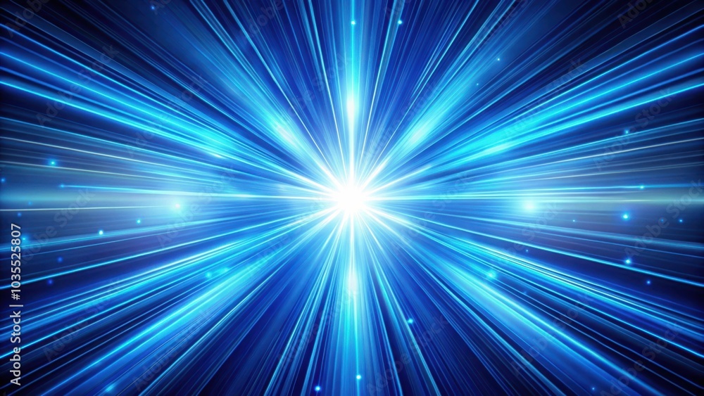 Obraz premium Abstract blue light streaks radiating from a bright center, creating a vibrant and dynamic visual effect.