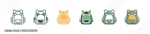 simple cute school bag icon set education kid backpack with animal ears signs vector illustration