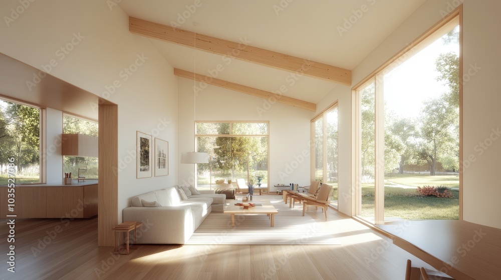 Fototapeta premium Modern Interior of Passive House Living Room