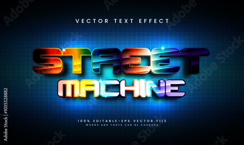 Modern street machine editable vector text effect, colorful technology concept.