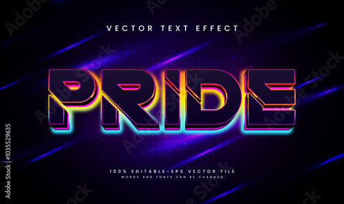 Modern colorful pride editable vector text effect. Suitable for glowing night technology event.