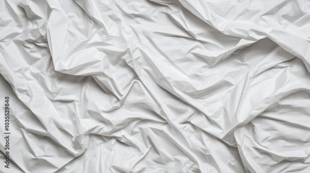 Crumpled white fabric texture with soft folds and creases Crumpled white fabric texture with soft folds and creases